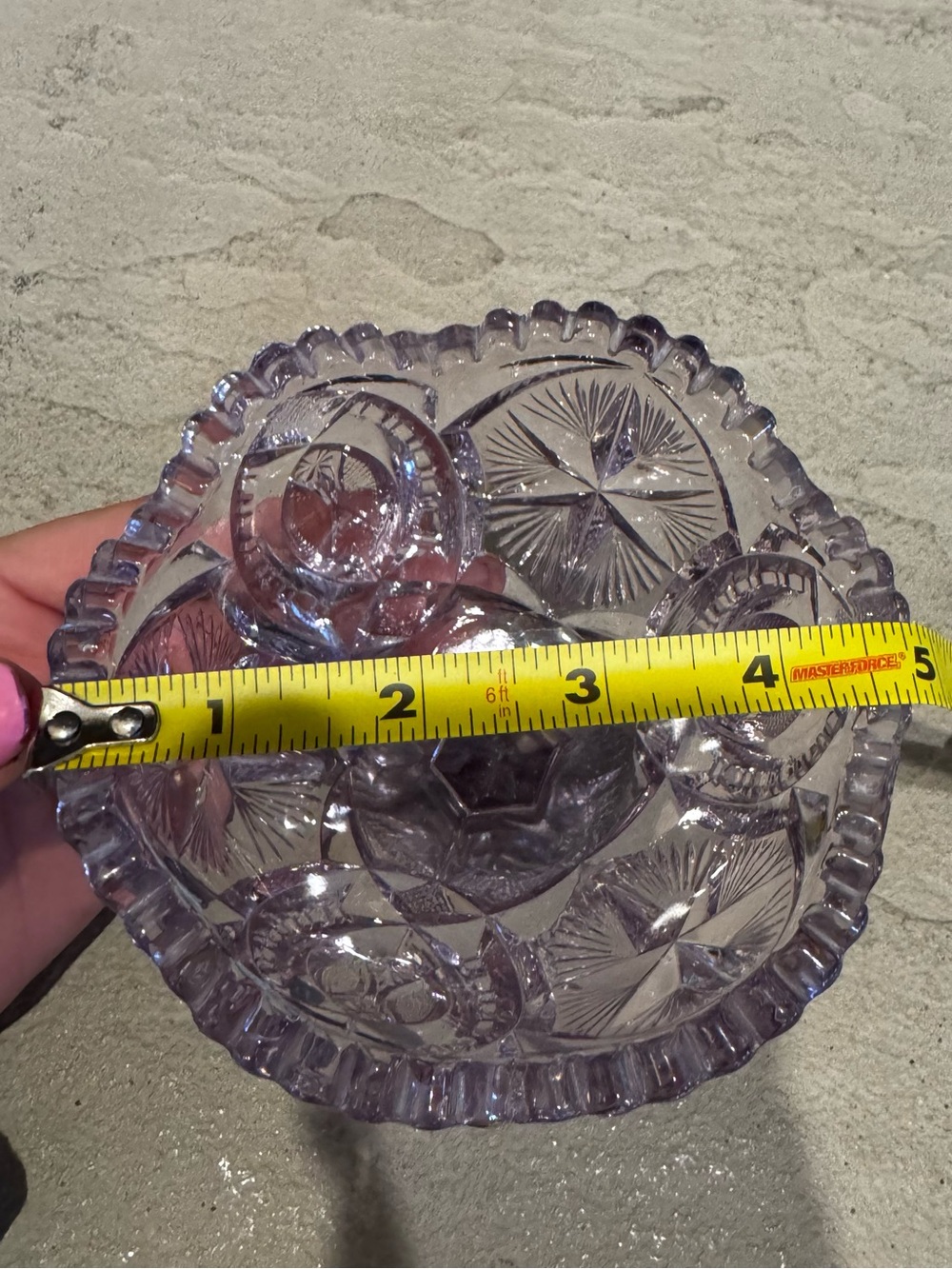 Vintage Amethyst Glass Pedestal Sawtooth Dish Compote - Picture 9 of 10